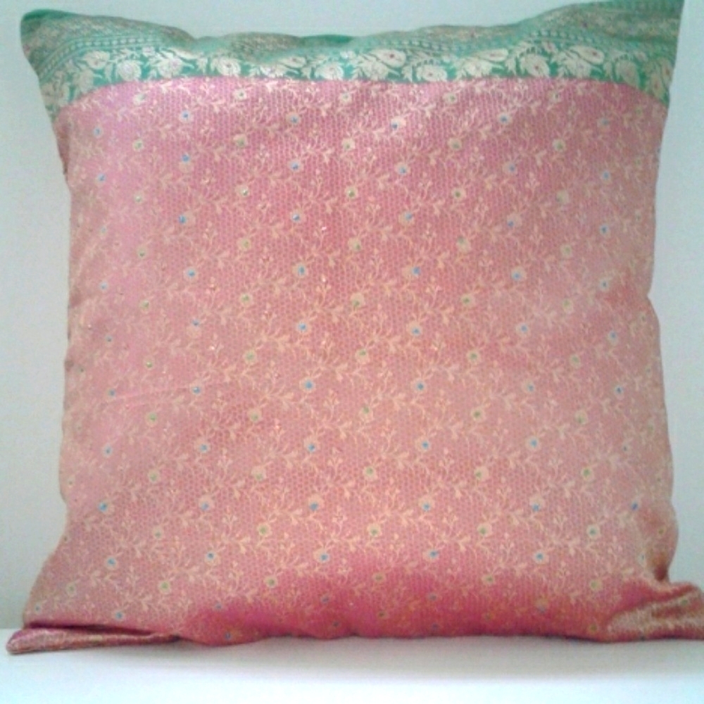 CORAL PINK SILK CUSHION COVER